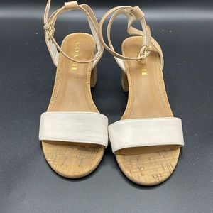 Coach Sz 7 B White Thompson Mat Calf Sandals